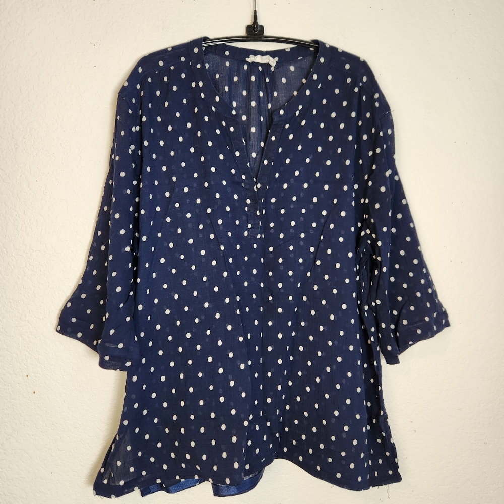 Carve Designs Navy Polka Dot Women's Top, Size XL